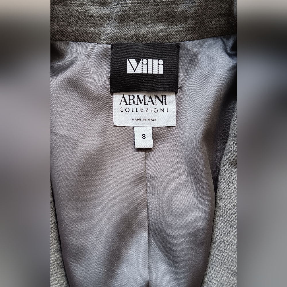ARMANI COLLEZIONI Gray Ruffled Wool Suit Size 40 or 8 - Picture 5 of 9